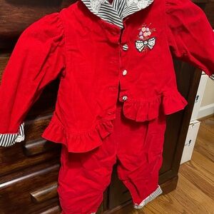 3 Piece Red Cordoury Toddler Outfit